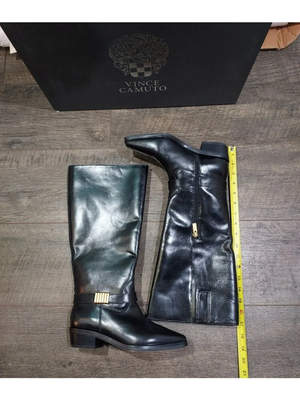 Vince Camuto Melise Extra Wide Calf Black Leather Knee High Boots Size 6.5 W NWT - Picture 7 of 9